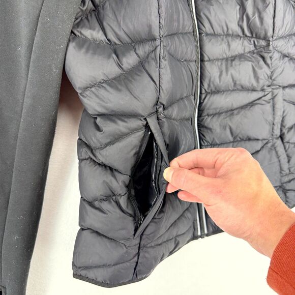 Michael Kors Womens Black Puffer Sleeve Jacket Size S Moto Track Full Zip‎ - Picture 7 of 10